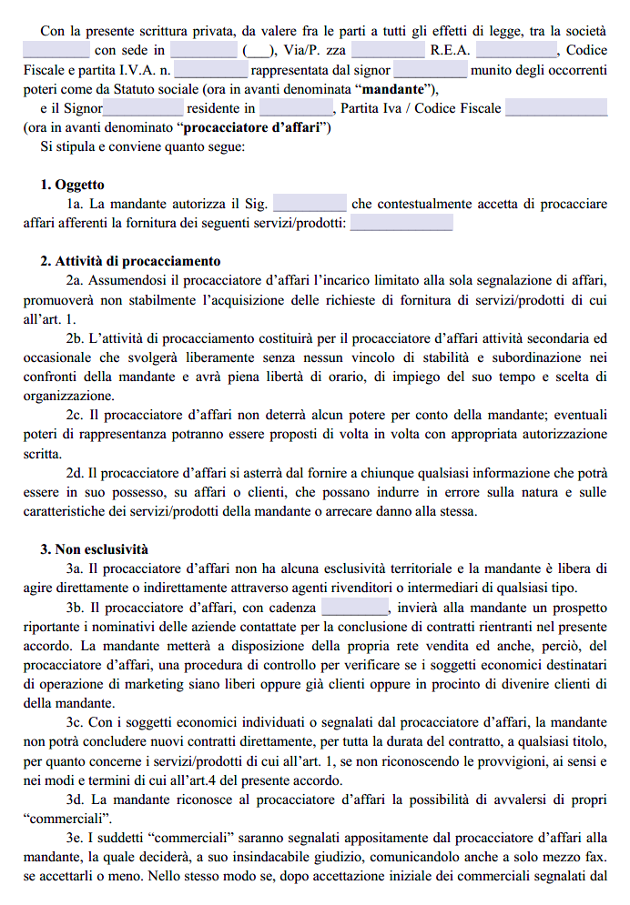 Contratto di Segnalazione Clienti