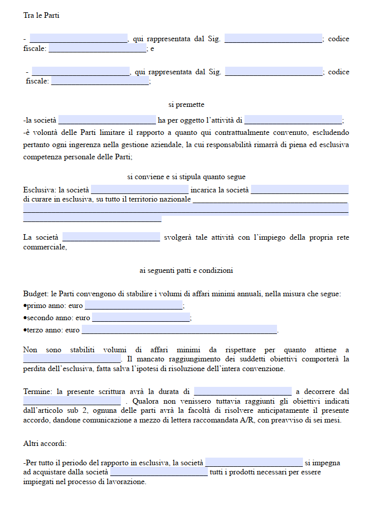 Contratto di Collaborazione Commerciale