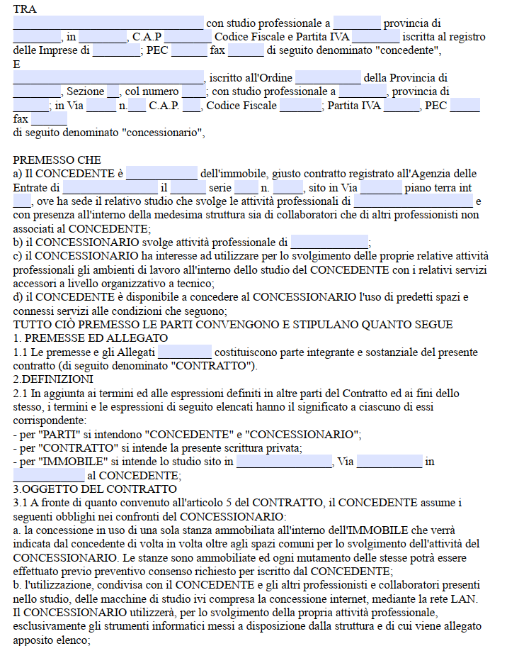 Contratto di Utilizzo di Spazi e Servizi