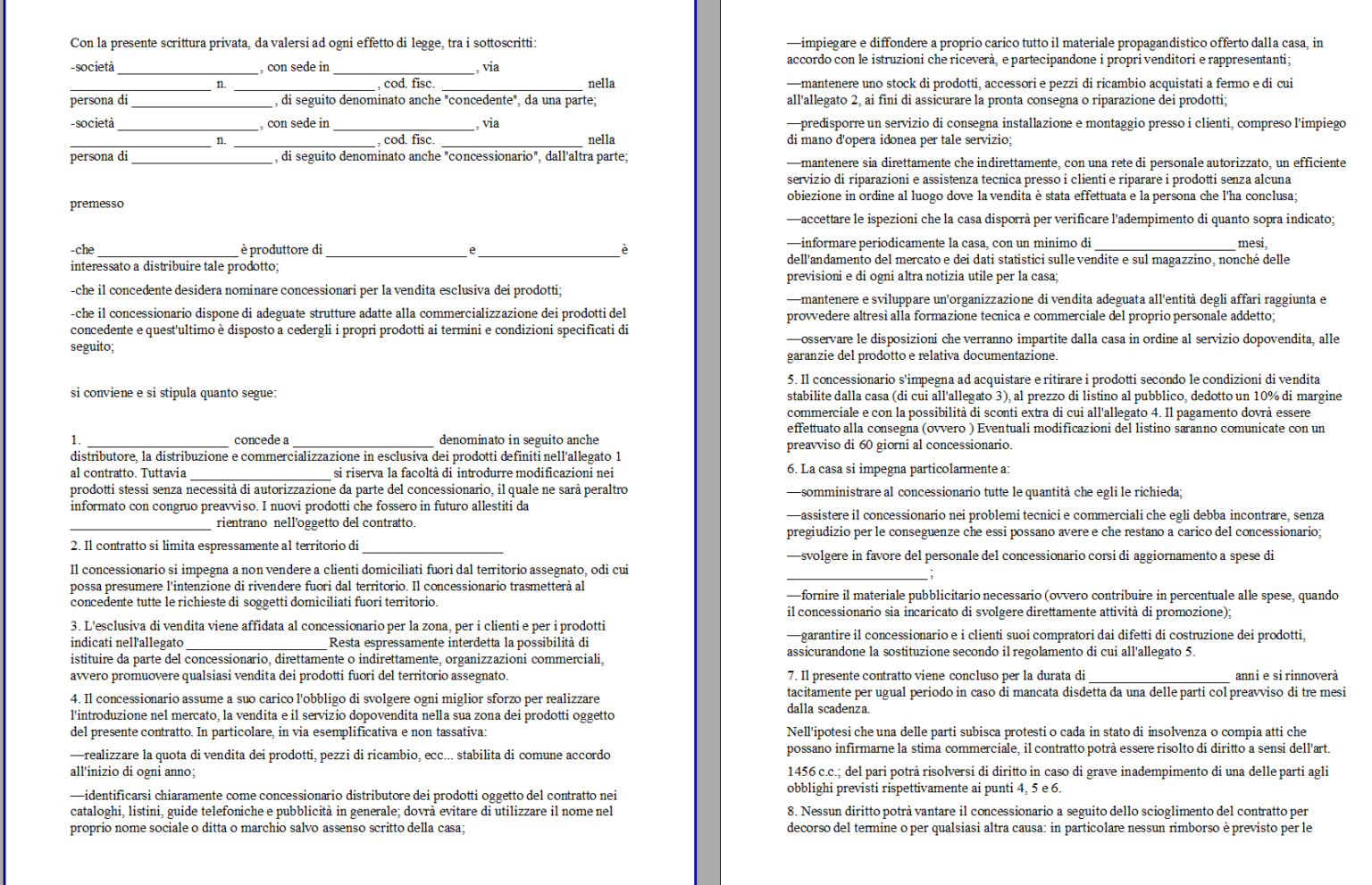 contratto-di-esclusiva-commerciale-fac-simile-e-caratteristiche